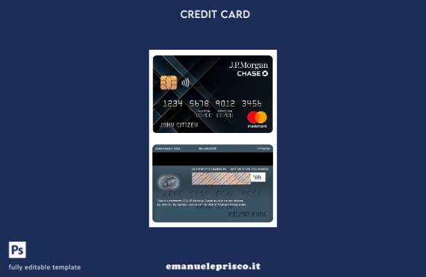 modello di carta mastercard bancaria USA JP Morgan Chase in stile verificato